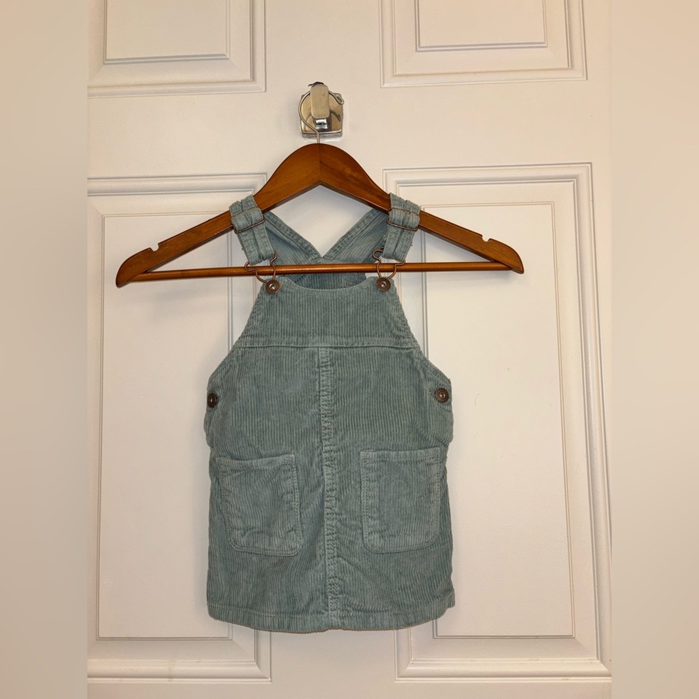 Mint Green Corduroy Overall Dress